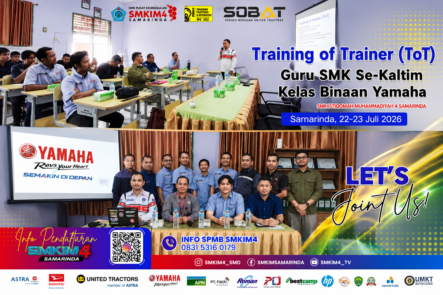 SMK Istiqomah Muhammadiyah 4 Samarinda Menjadi Tuan Rumah Training of Trainer (ToT) Guru SMK Se-Kaltim Kelas Binaan Yamaha