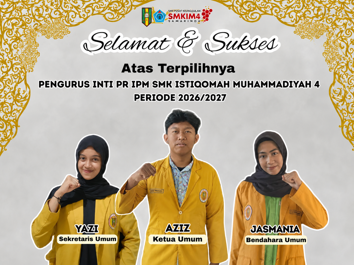 Selamat dan Sukses atas Terpilihnya Pengurus Inti PR IPM SMK Istiqomah Muhammadiyah 4 Samarinda Periode 2026/2027